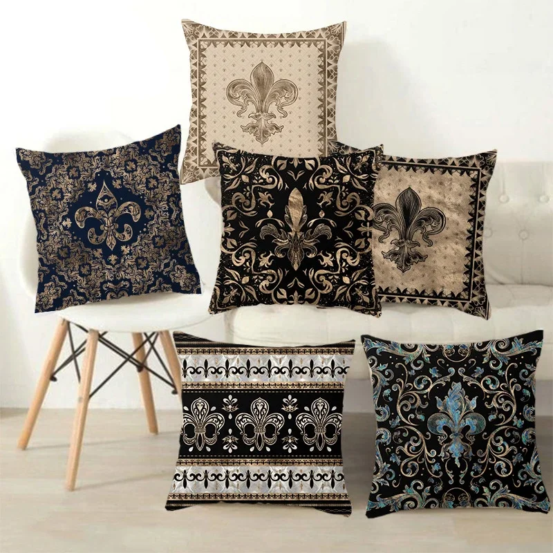 Luxury Ethnic Floral Print Plush Pillows Case European Geometric Vintage Sofa Couch Cushions Case Home Office Decorative Pillows