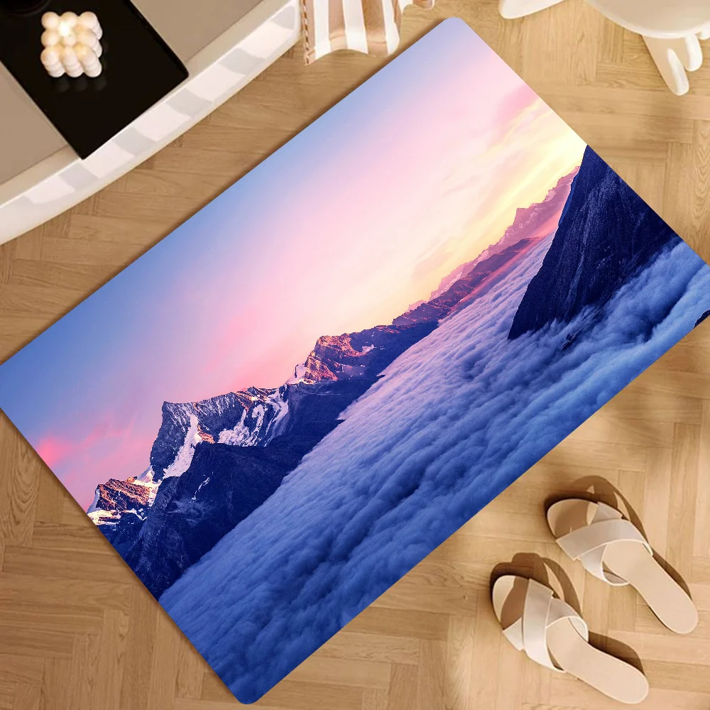 

1PC Mountain Scenery Floor Mat Door Mats Household Carpets Foot Mats Kitchen And Bathroom Absorbent Non-slip Mats