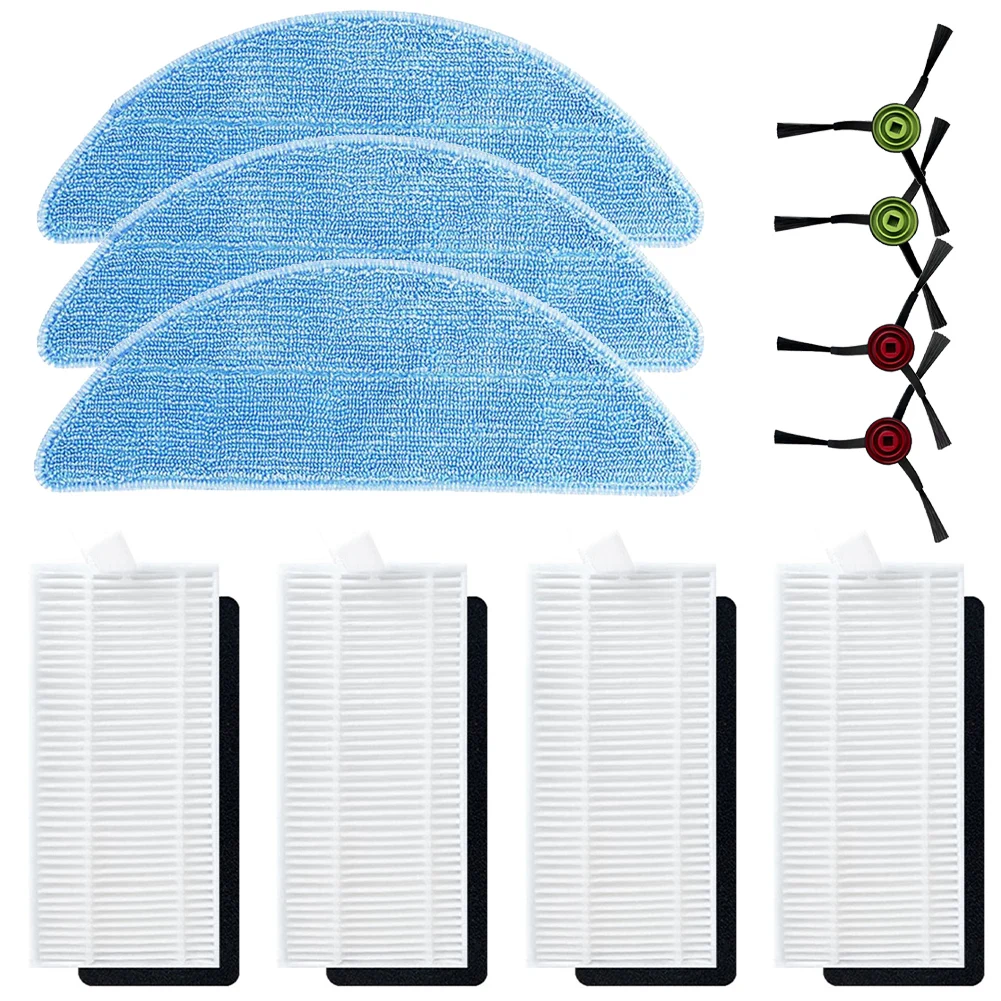 Complete Replacement Kit for Cecotec For Conga Pet Max 4 Side Brushes 4 Filters 3 Mop Cloths for Comprehensive Maintenance