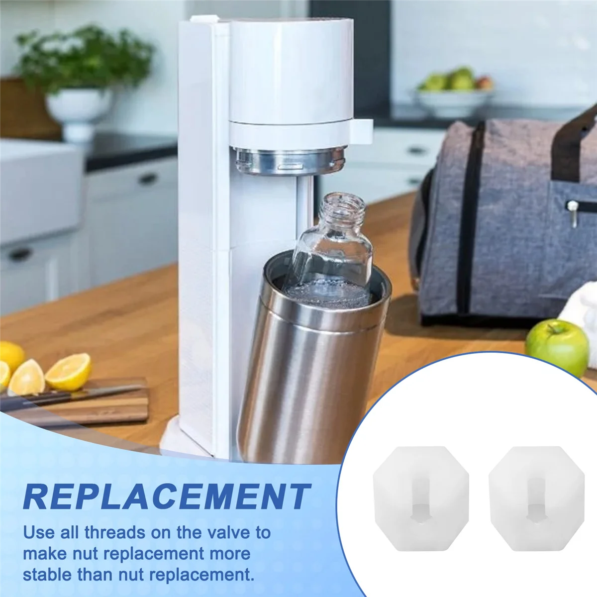 SodaStream Crystal 1.0 2.0 Набор сменных гаек для сопел из двух предметов, быстроразъемный разъем CO2, безопасное газовое уплотнение-LITE