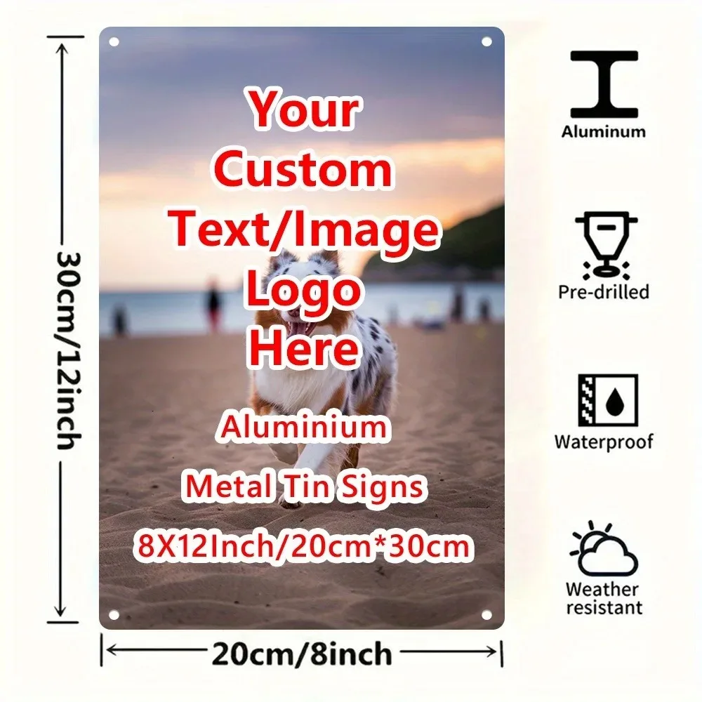CIFbuy Customizable Memory Tin Wall Plaque 1pc Personalized Photo Pendants Capture Favorite Moments Home Bar Cafe Decor Gift
