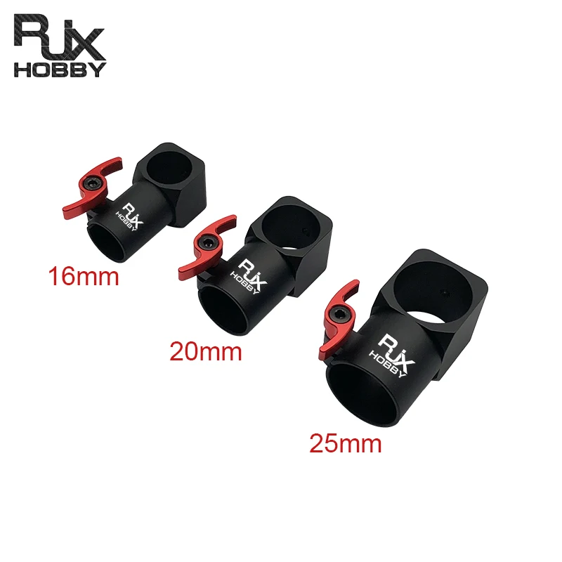 

RJXHOBBY 1PCS 16mm 20mm 25mm Quick Release Tripod CNC Three-way Tee Joint Carbon Tube Connection Clip Clamp for UAV