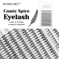 Pestañas prefabricadas hechas a mano de larga duración de alta calidad, cinta de pestañas de aguja cómica, aspecto Natural, pestañas con punta de torre de Manga de MASSCAKU
