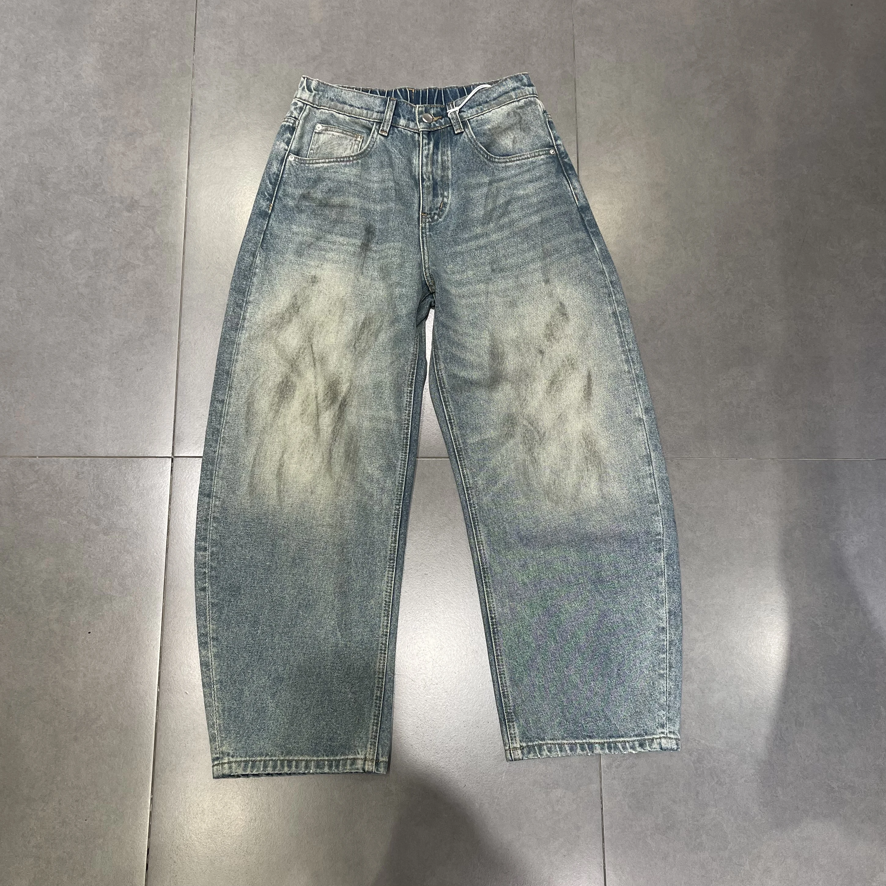

Retro American Waed Knife Straight Leg Jeans Men Haome Loose Fit Denim Pants Youth Trend Spring New Arrival