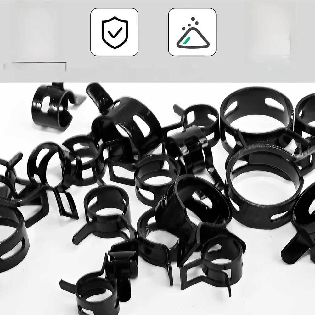 Spring Steel Hose Clamps 140pcs Made from 65Mn Material for Secure Clamping on Air Fuel Vacuum and Silicone Hoses