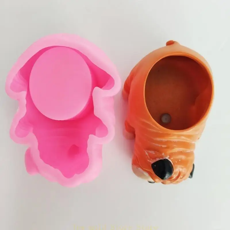 

C71B Dog Shaped Flower Pot Epoxy Resin Mold DIY Succulents Cement Pot Silicone Mould