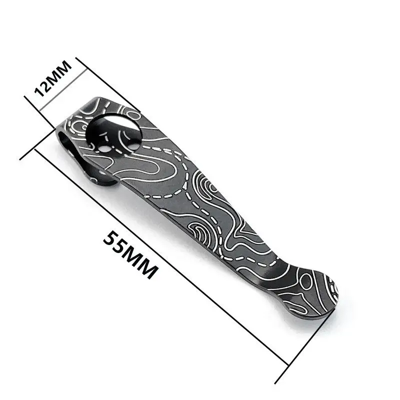 Topographic Pattern CNC Knife Titanium Pocket Clip Clamp for Spyderco Paramilitary2 C81 C223 C10 C11 G10 Police Yojimbo2 Szabo