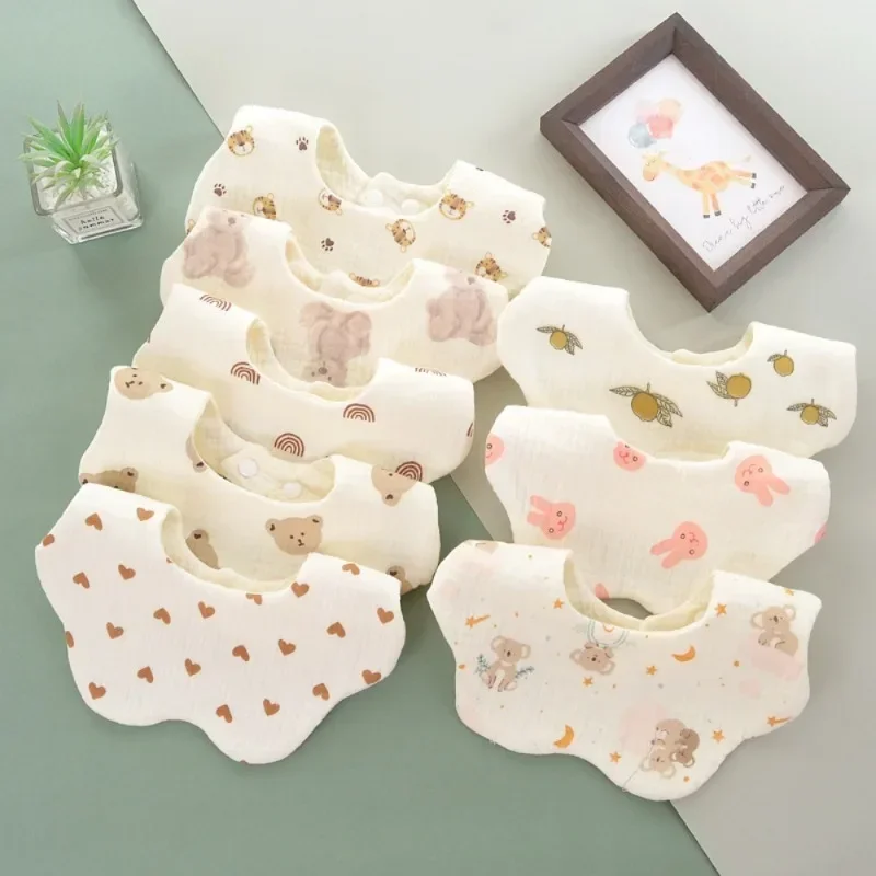 Layer gauze petal baby bib Class a pure cotton cartoon milk spit absorbent anti-fouling bib baby drool towel