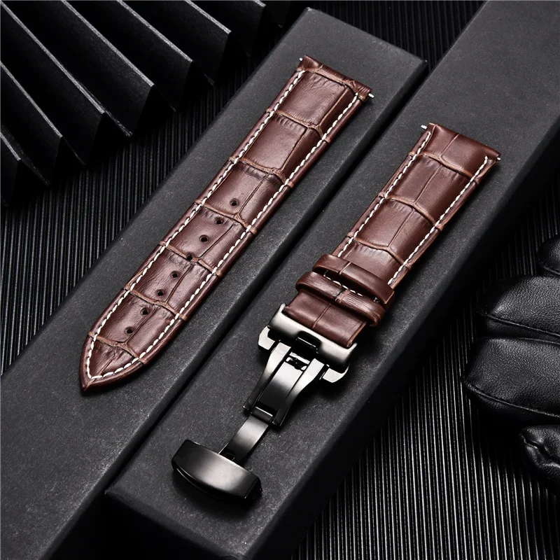 Bamboo Patterned Stainless Steel Automatic Buckle Business Men\'s Wrist Bracelets 18/20/22/24mm Watch Accessories