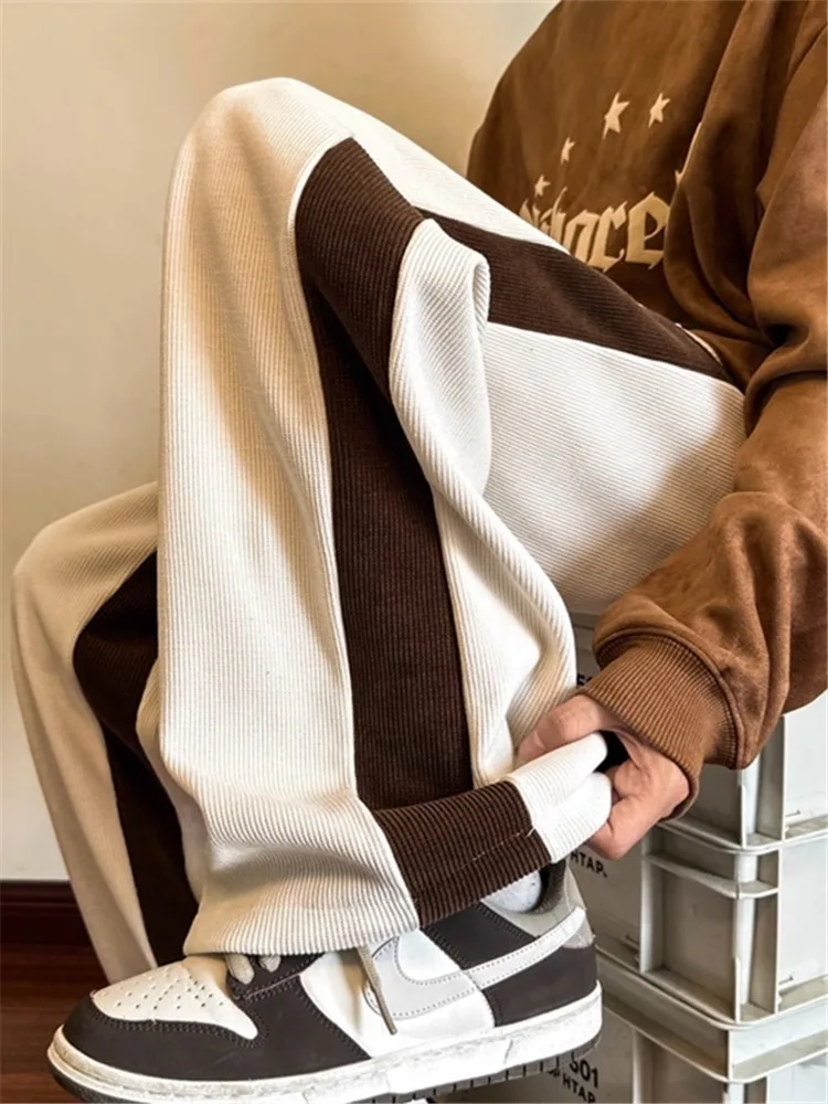 

Мужские повседневные брюки больших размеров с флисовой подкладкой, прямые, свободные, модные, в стиле INS, для полных мужчин