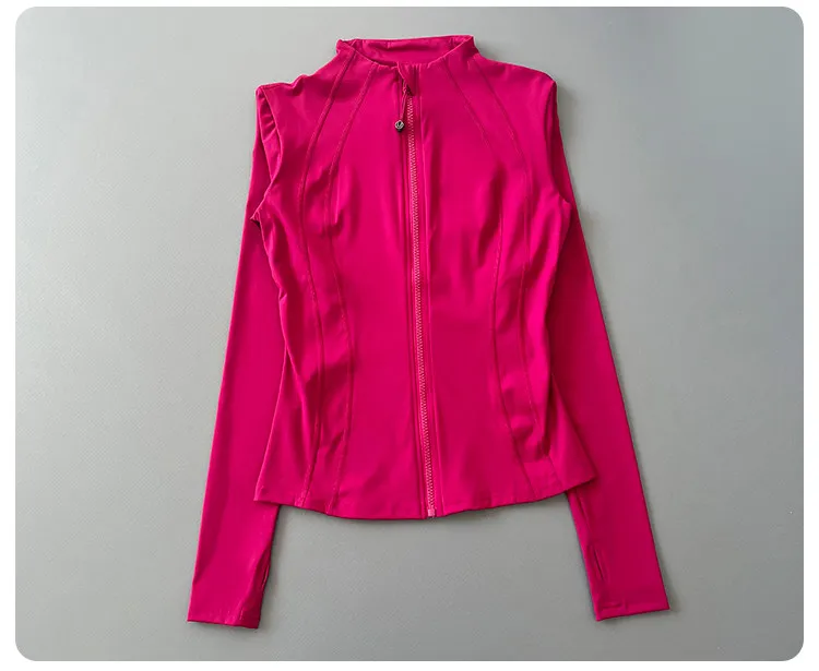 Damen Sportjacke mit Reißverschluss, Langen Ärmeln und Daumenlöchern, Slim Fit, Schnelltrocknend für Laufen, Fitness, Yoga und Sport – Detail 17