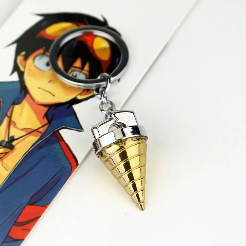 Anime Tengen Toppa Gurren Lagann Keychain Core Drill Pendant Key Chain for Women Men Cosplay Keyring  Jewelry