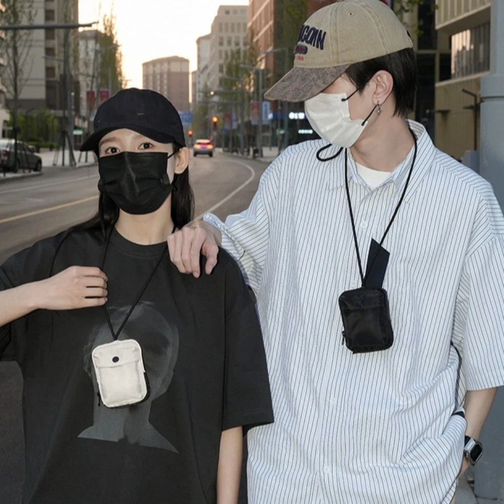 

Small Solid Color Mini Nylon Wallet Tiny Cute Lightweight Storage Bag Key Earphone Accessory Casual Crossbody Bags Girl Boy