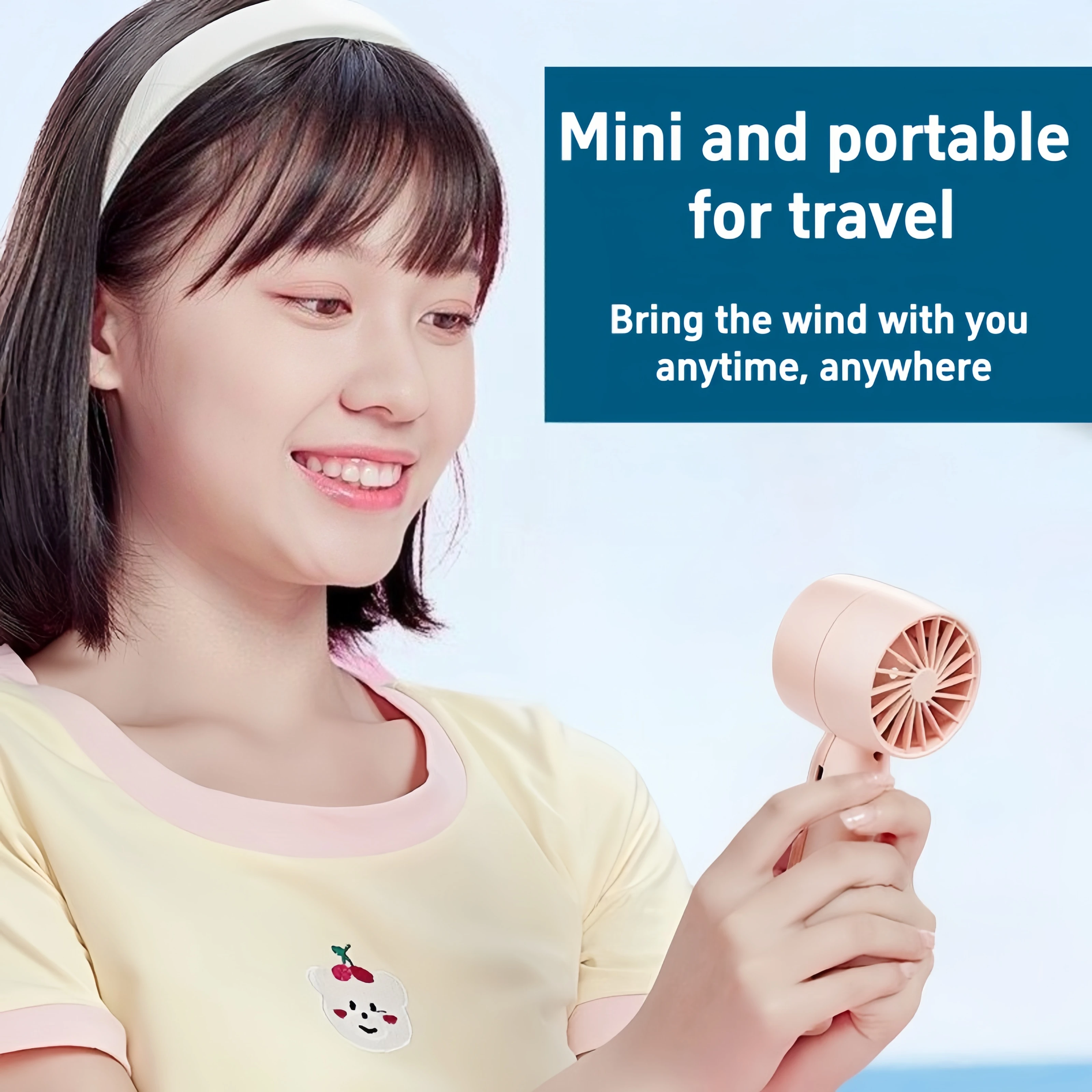 2-Pack Portable Handheld Fans 300mAh Rechargeable USB-C Fast Charging 3-Speed Touch Control High-Speed Cooling Fans