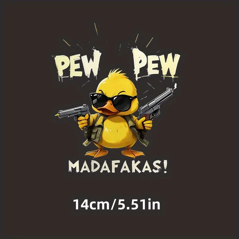 ملصق فينيل كرتوني مسلح بالكامل على شكل بط - تصميم مضحك "PEW PEW" للسيارات والشاحنات والدراجات النارية والأمتعة والمزيد #2