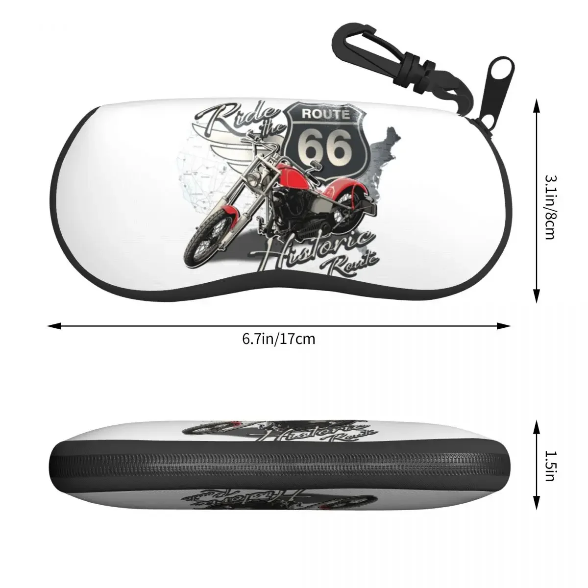 US 66 Biker Eyeglass Glasses Case Men Women Soft Route 66 America Highway Motorcycle Sunglasses Protective Bag