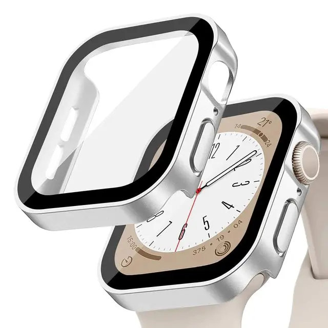 Glass+Case for Apple Watch 42 46mm 45mm 41 49 44mm 40 Mm Straight Edge Screen Protector Cover Case iWatch SE 6 7 8 9 10 11 Ultra - Image 12