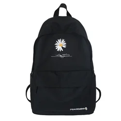 Tiener Schooltas Voor Meisjes Rugzak Vrouwen Afdrukken Boekentassen Midden Student Schooltas Grote Zwarte Schattige Bloemen Nylon Bagpack