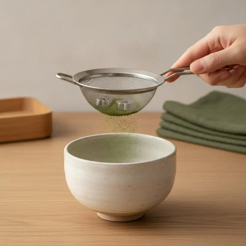 Flower Shape Matcha Sifter Stainless Steel with Rolling Beads Durable for Home Kitchen DIY Matcha Beverage Baking