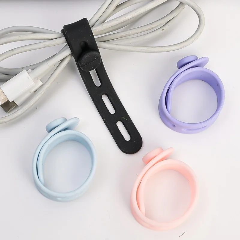 Cable Organizer Reusable Silicone Cable Ties Desk Winder Wire Organizer Management Clip for Earphone USB Cable Mouse Home Office