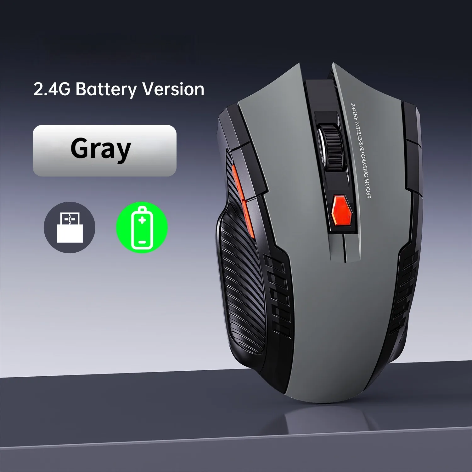 NEXUSCLICK Kabellose Optoelektronische Maus, 1600DPI 6 Geräuschlose Klicks Neue Gaming- und Bastelgeschenk-Maus auf Lager USB-Empfänger für Büro und Gamer