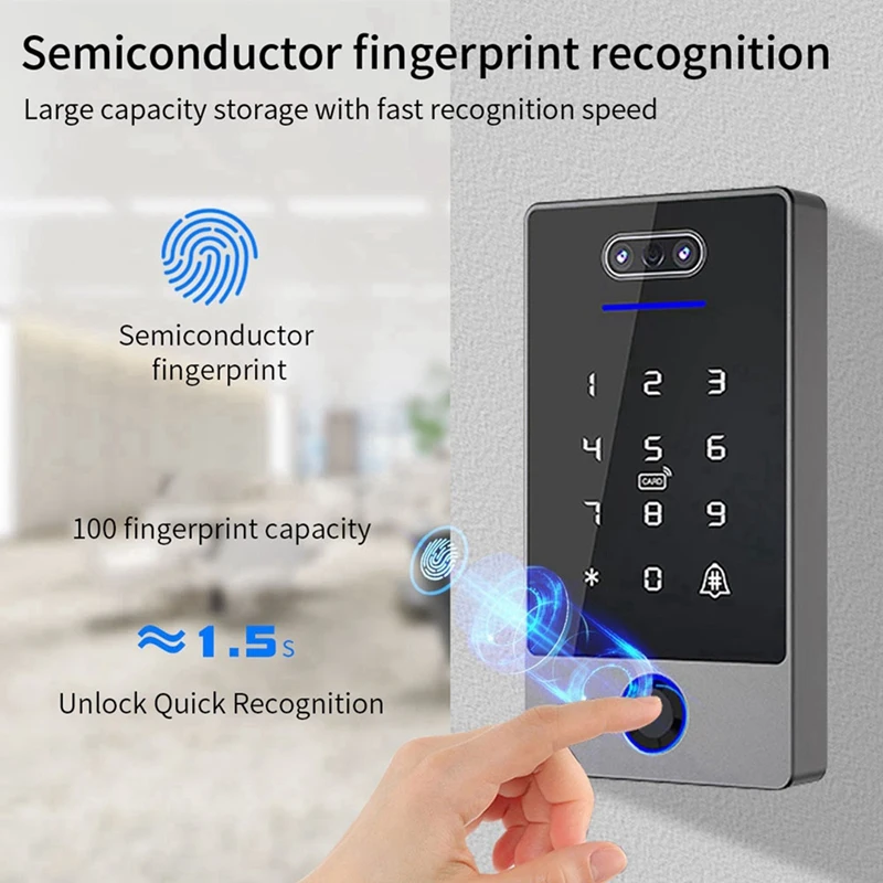 Bolo quente】 3x ttlock teclado de controle de acesso com reconhecimento facial autônomo à prova d'água controlador de acesso por impressão digital para fechadura de porta-b