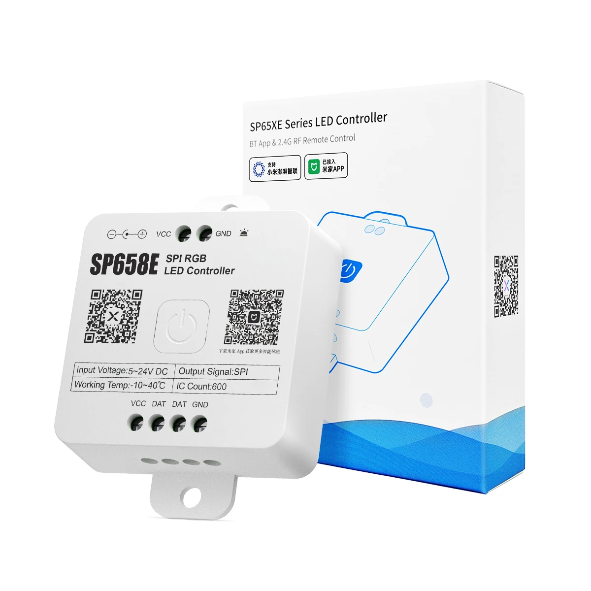 

SPI RGB LED Mi Home Xiao Ai Intelligent Voice Dual APP Controller Colorful SP658E600 Pixel DC5V 12V 24V RF Remote Control