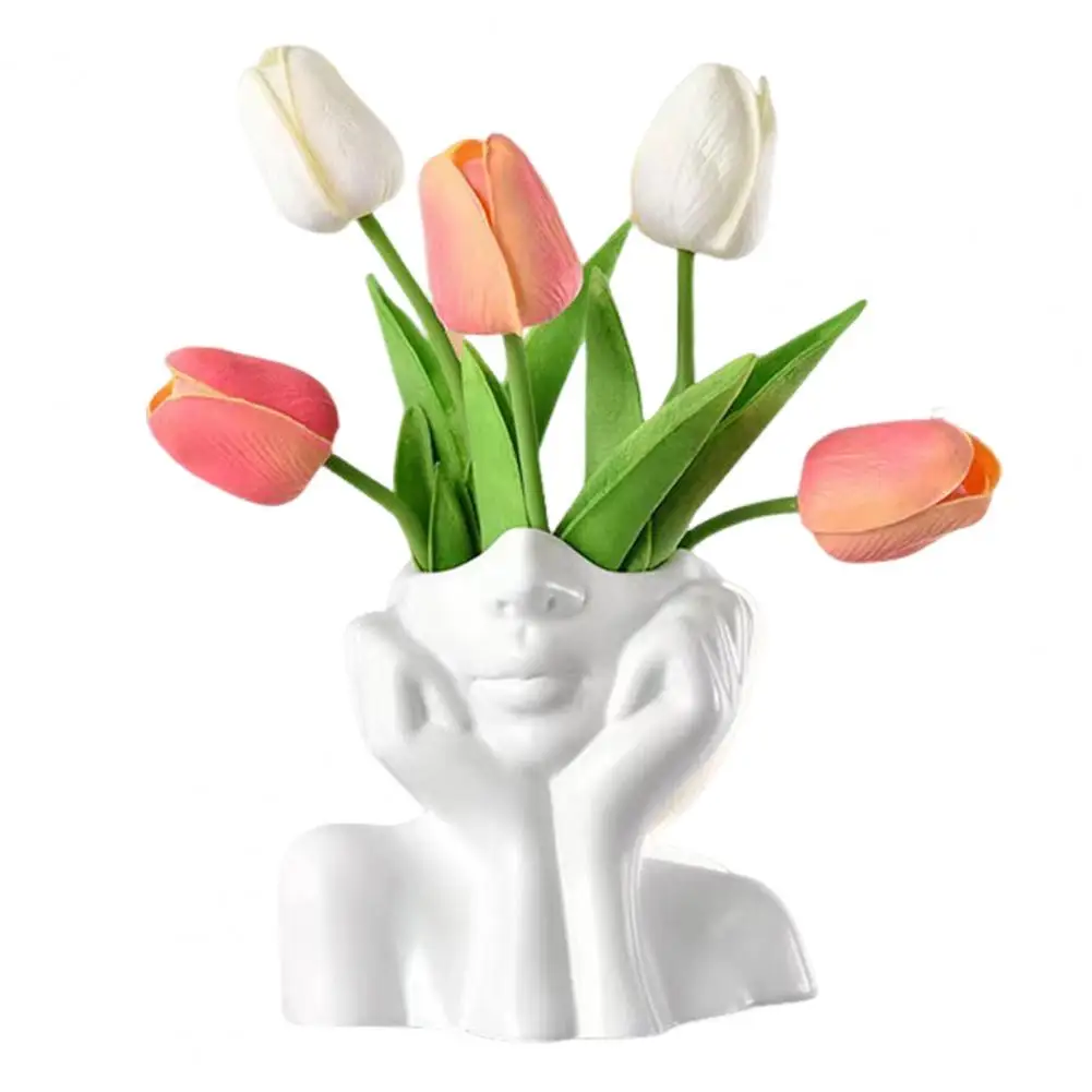 Decorative Indoor Flower Pot Abstract Face Shape Flower Pot Colorful Hand-painted Decorative Vase Indoor Plant Ornament for Home