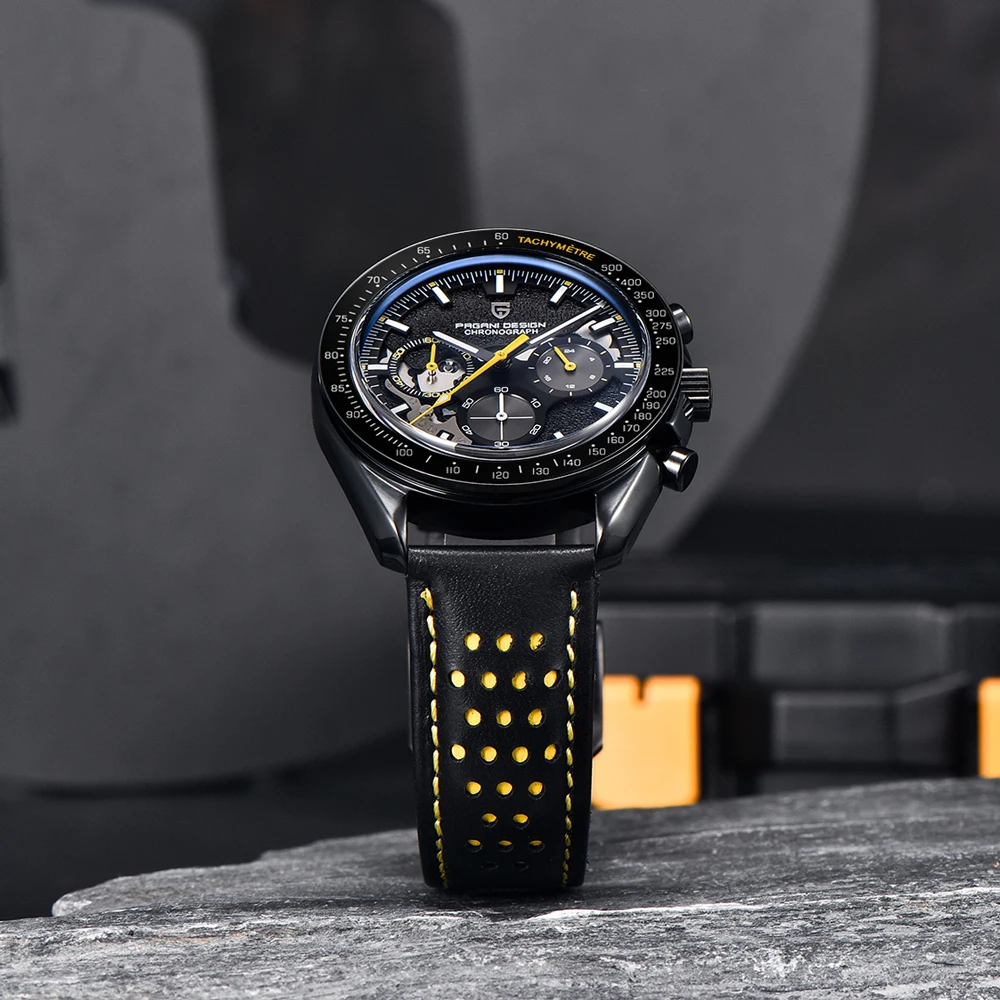 2025 New PAGANI DESIGN Moon Men's Watches Luxury Chronograph Quartz Watch For Men AR Sapphire Waterproof Sports Leather Clock