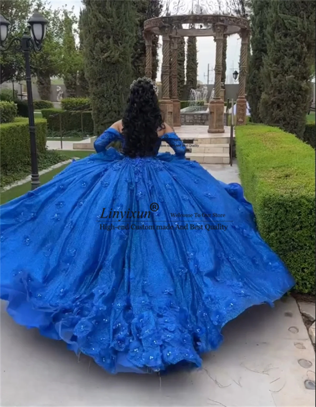 

Princess Ball Gown Quinceanera Dress With 3D Floars Lace Customized Off Shoulder Corset Sweet 16 Birthday Vestidos De 15 XV Años
