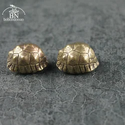 Retro Brass Mythical Beast Turtle Shell Bell Vintage Pure Copper Car Keychain Pendant Lucky Animal Statue Desktop Ornament Decor