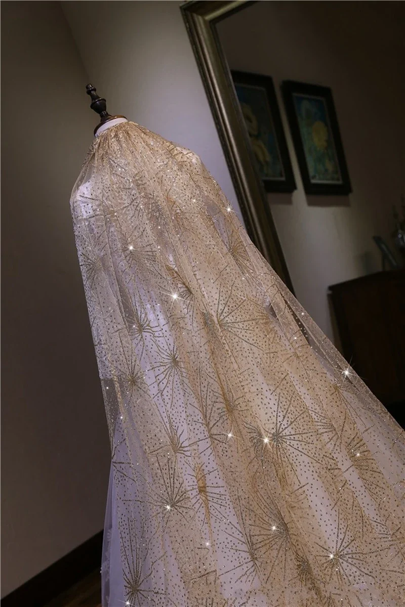 

New Arrival Sequine Lace Champagne Veil 3 Meter Long Bridal Veil Welon slubny bruiloft Veu de noiva longo Long Wedding veils