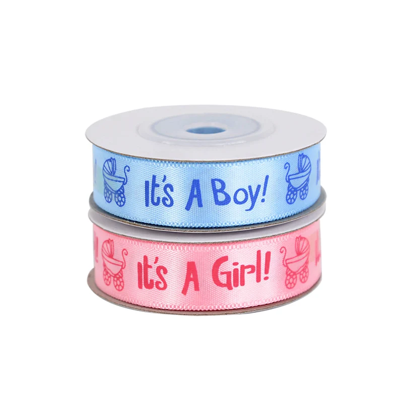 10yard Baby Shower It's A Boy/girl Ribbon Pink Blue Satin Ribbon DIY Card Gift Wrapping Gender Reveal Happy Birthday Party Decor