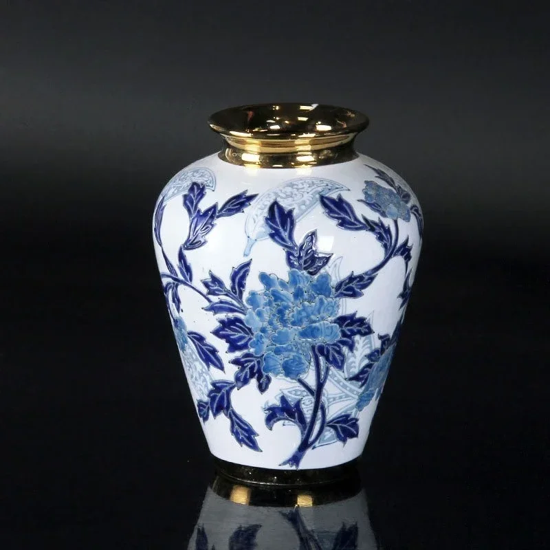 New Blue And White Porcelain Ceramic Vase Vintage Ginger Jar Sealed Storage Tank Flower Vase Ceramic Handicrafts Home Decor