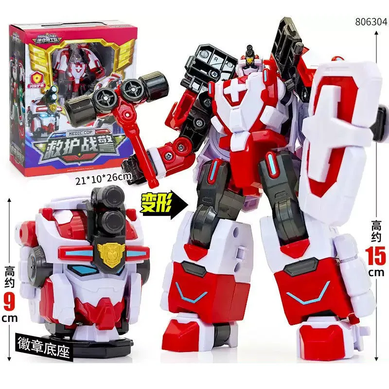 MiniForce Super Cops Scien JET Marine Cop Transformation Robot Head Badge Model Mini Force Deformationrmation Action Figure Toys