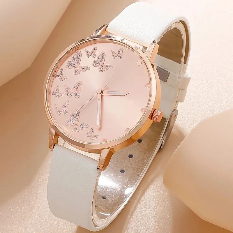 2pcs/set Butterfly Ladies Quartz Watches Fancy Women Watches Jewelry Sophisticated And Stylish Women Watch