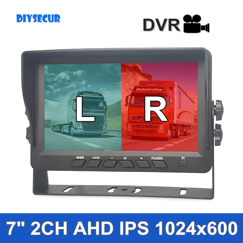 

DIYSECUR 7inch AHD IPS 2CH Rear View Car Monitor Support 720P 1080P AHD CVBS Camera Video Recording Diaplay 2 Cameras Image