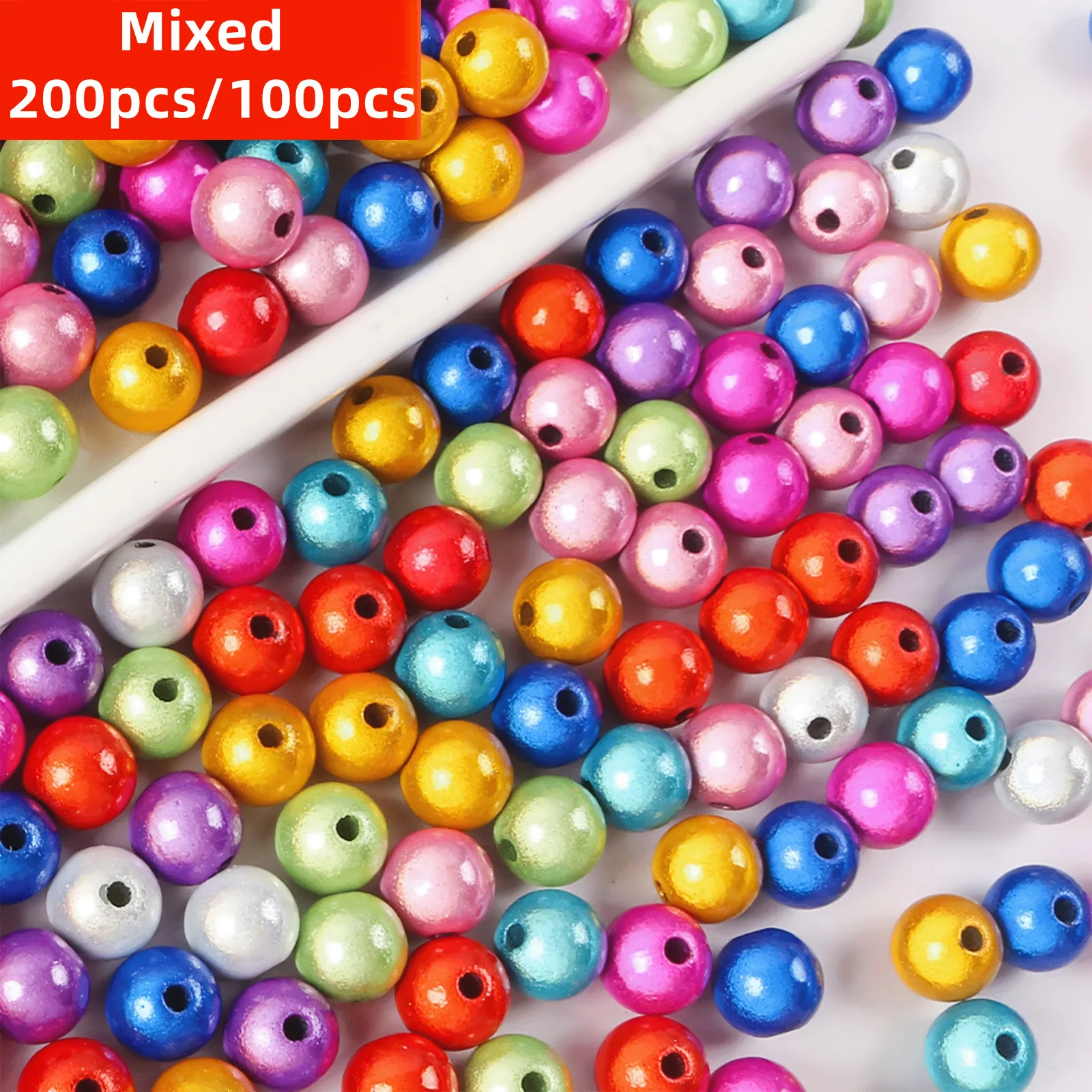 

200/100pcs 6mm/8mm Random color mixed Acrylic magic laser beads for DIY Jewelry MakingBracelet Necklace Materials