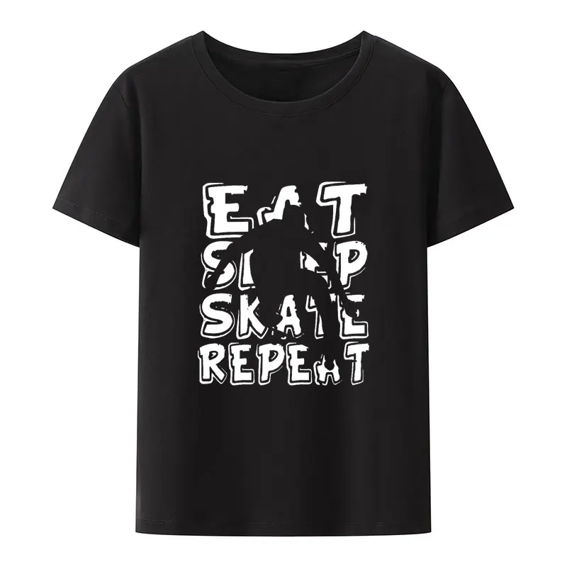 Engraçado comer sono skate repetir impressão t camisa hombre roupas masculinas novidade popular unisex algodão personagem anime t
