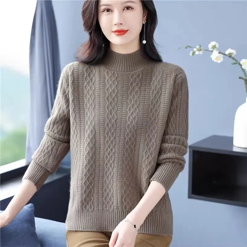 

Повседневные осенне-зимние женские свитера, водолазка с длинным рукавом, толстые теплые пуловеры, модные корейские трикотажные изделия, базовые джемперы 2025