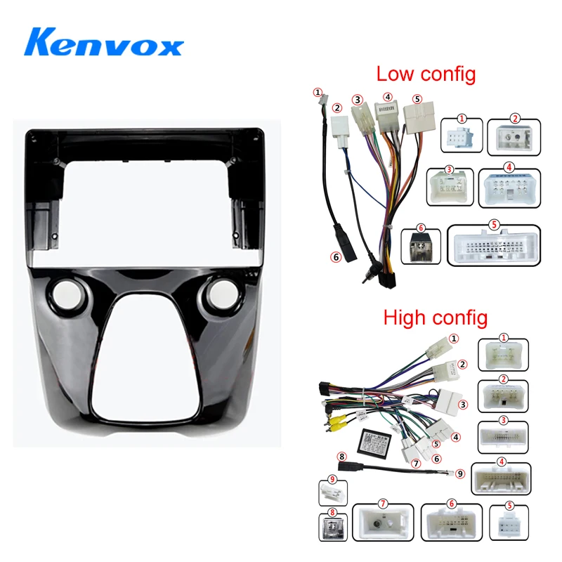 Android Car Radio Canbus Box Decoder for Toyota Aygo Peugeot 108 Citroen C1 2014 + 10.1 Inch Wiring Harness Plug Power Cable