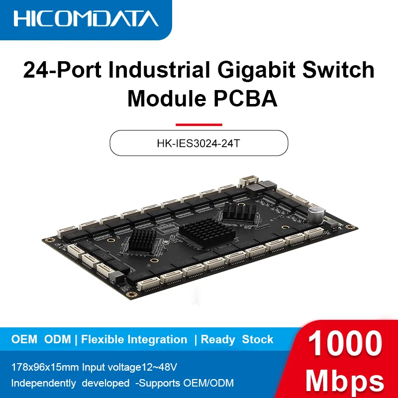 

24-портовый модуль PCBA промышленного класса с электрическим гигабитным коммутатором и материнской платой Ethernet-коммутатора сверхвысокой стабильности