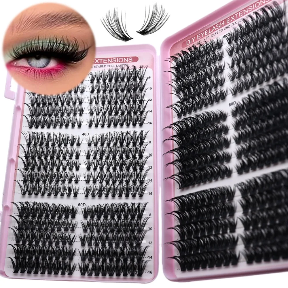 Cluster Lashes DIY Lash Extensions 30D 40D 50D 60D 80D 100D Mixed D Curl Individual Eyelashes Fluffy Volume Lashes