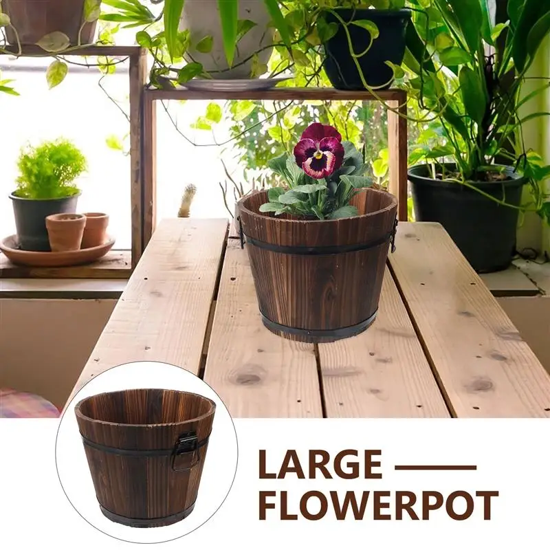 Planting Bucket Grow Vegetable Wood Bucket Vintage Wooden Outdoor Large Outdoor Large Multi Function For Balcony Garden