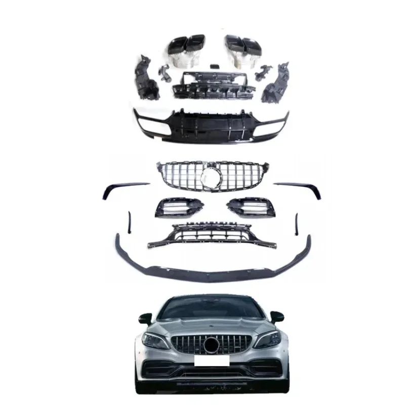

Factory Sales 2019 C63S Style Front Rear Lip Grille Body Kits For C Class W205 C63 2015-2021