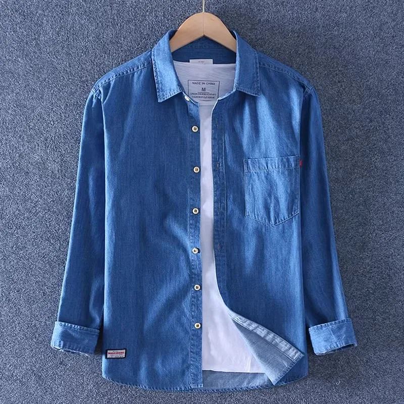 

Casual Cotton Work irt Men's Spring Autumn Loose Long Sve Button up Classic Sle Breathable Youthful Faionable Top