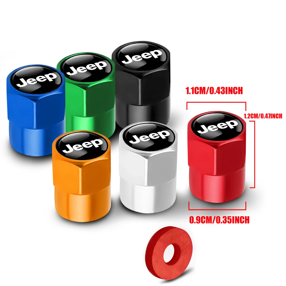 

4pcs Car Wheel Tire Valve Caps Stem Case With Logo Auto Styling For Jeep Renegade Compass Grand Cherokee Gladiator Wrangler jk