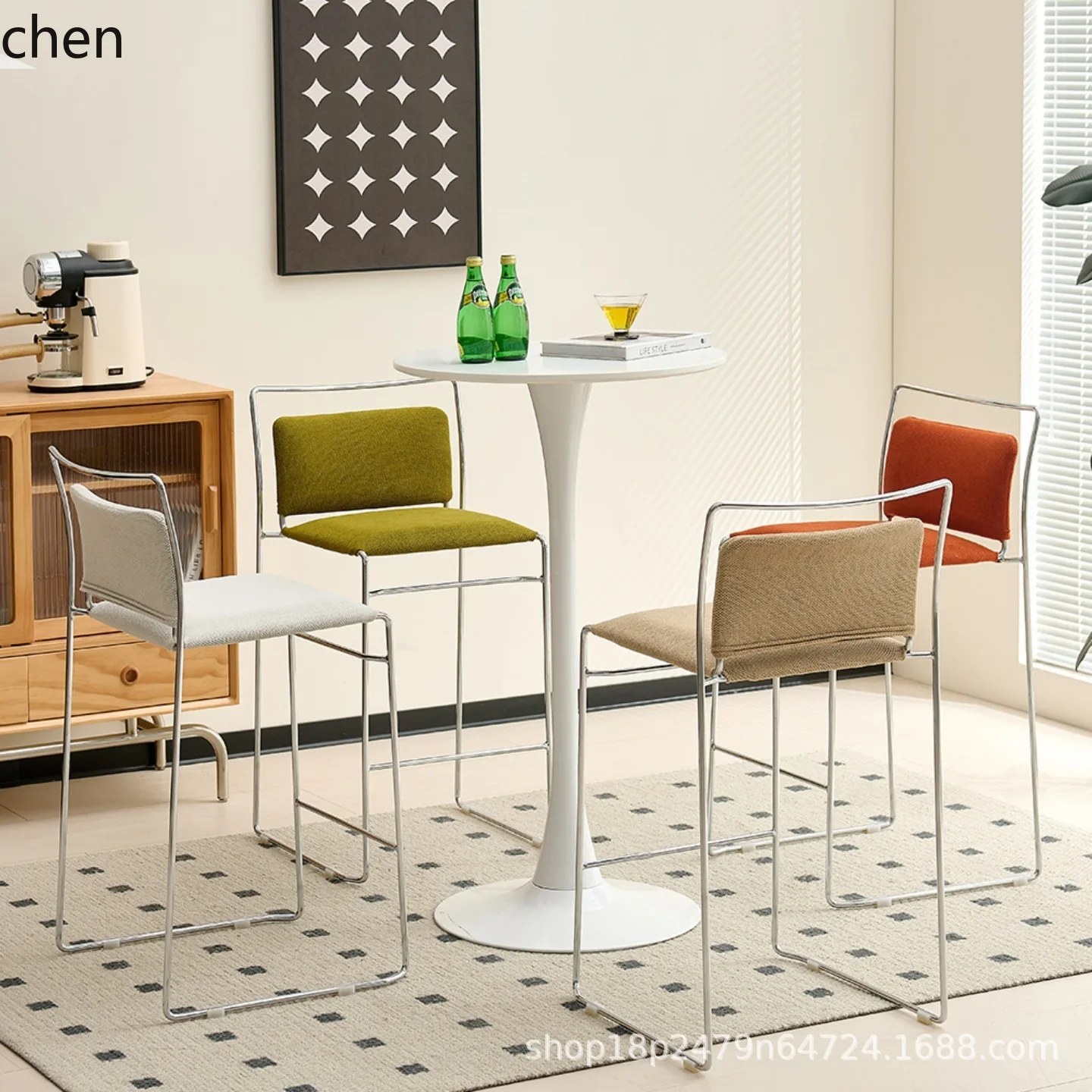 HYS bar stool - minimalist high-back dining chair for island bar