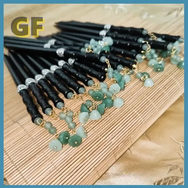 Handmade hide the sword Hairpin Self-Defense hidden weapons Hairpin Send Gift Box Hairpin Black Bamboo Self-Defense