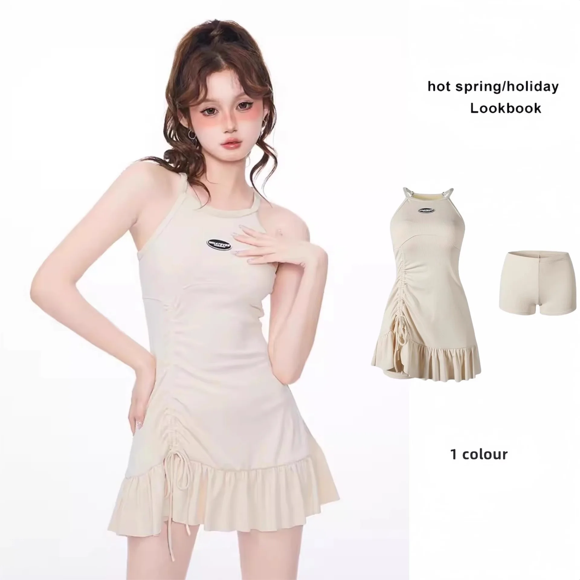 

New Split Swimsuit for Women's Sports, American Style, Conservative, Meat Covering, Slimming, Vacation, Seaside Swimsuit